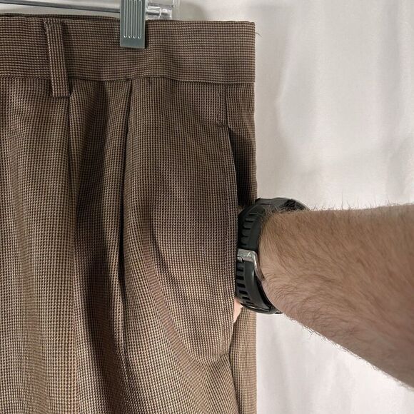 Jos A Banks Executive Collection Pants Men's 36R Brown 100% Wool Pleated - Picture 6 of 8